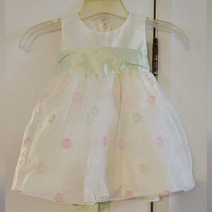 Charming White and Pastel Polka Dot Kids Dress